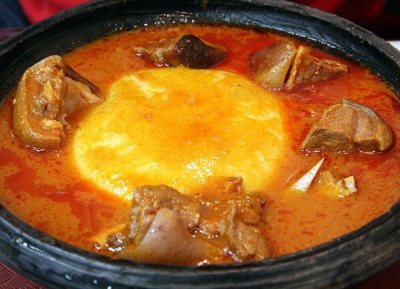  Fufu and goat light soup 